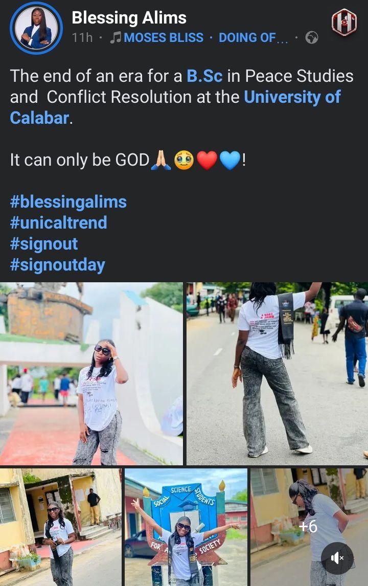 Nigeria UNICAL student’s sign-out outfit raises eyebrows